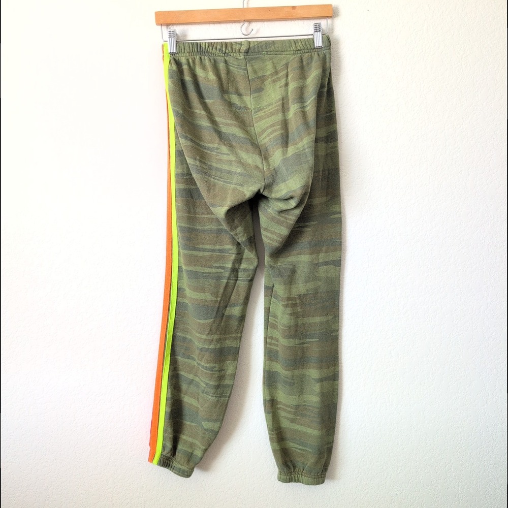 Aviator Nation Camo Rainbow Stripe Jogger Sweatpants Green Women M FLAWS - Picture 4 of 8
